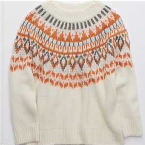 Women’s Aerie cream colored Fair Isle sweater size Med